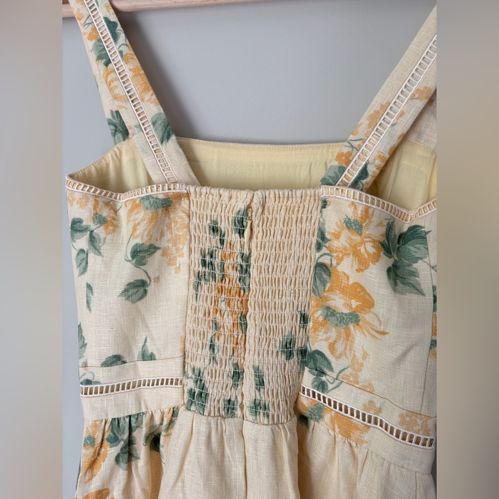 NEW Reformation Everett Linen Midi Dress Radiance Yellow Floral | US 4 UK 8 - Picture 12 of 16